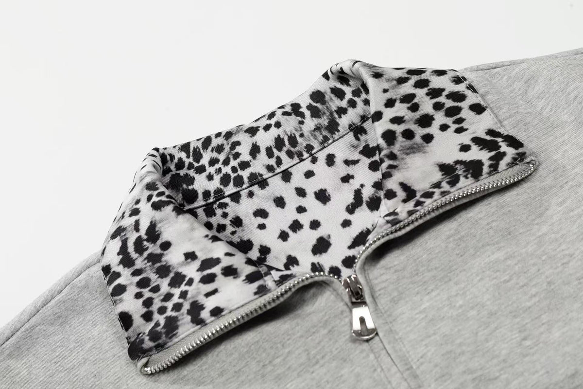 Madxmarx “Leopard Trim Zip Polo”