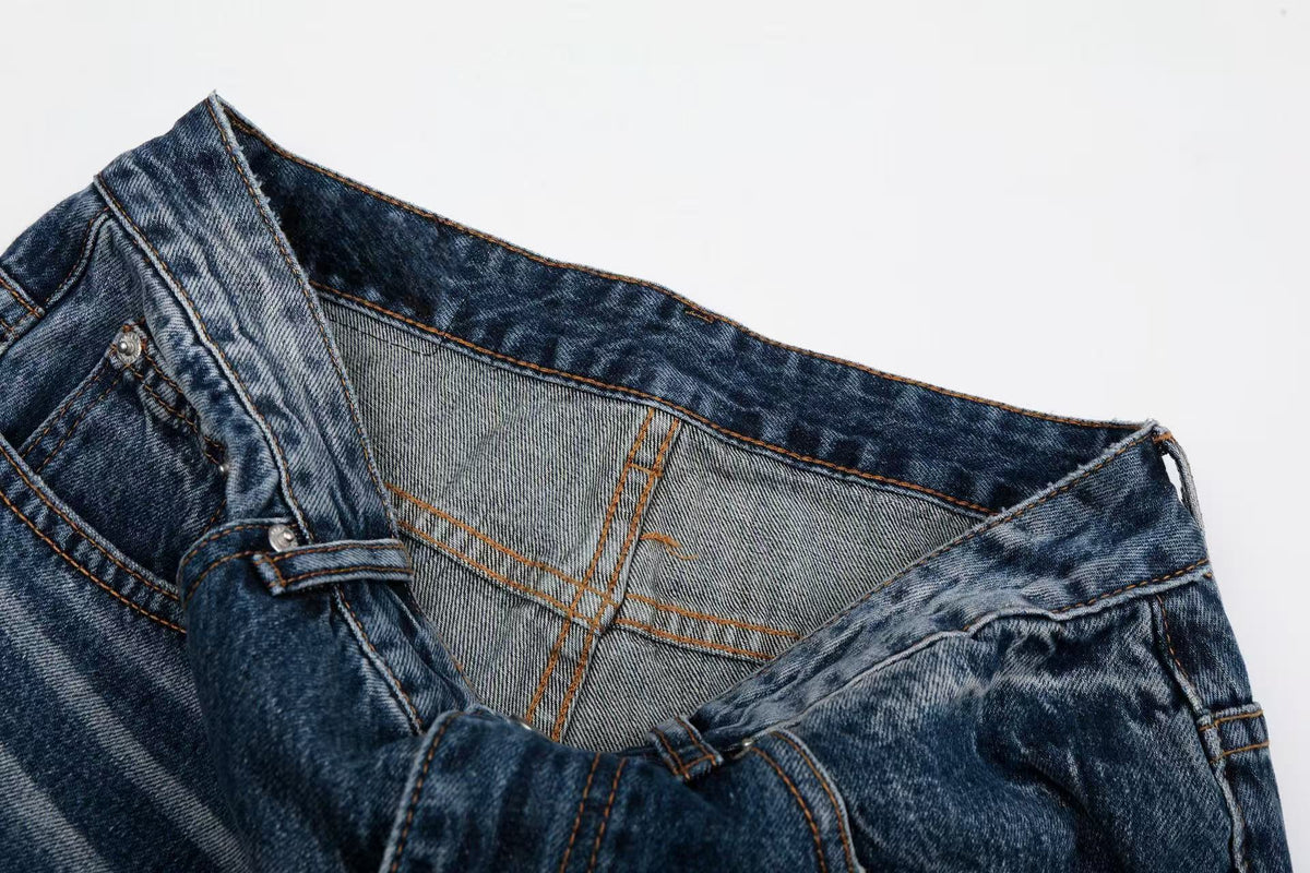 Madxmarx “Jeans de mezclilla con efecto desteñido vintage”