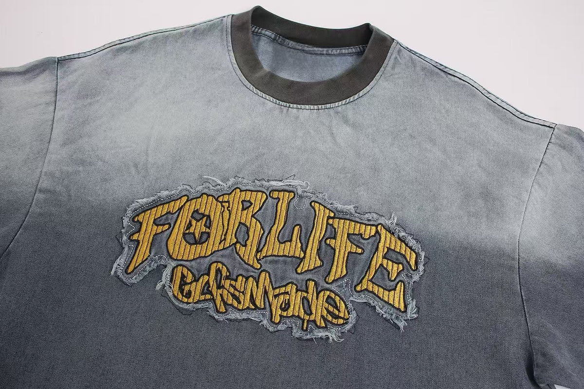 Madxmarx Vintage Distressed Embroidery Graphic T-Shirt