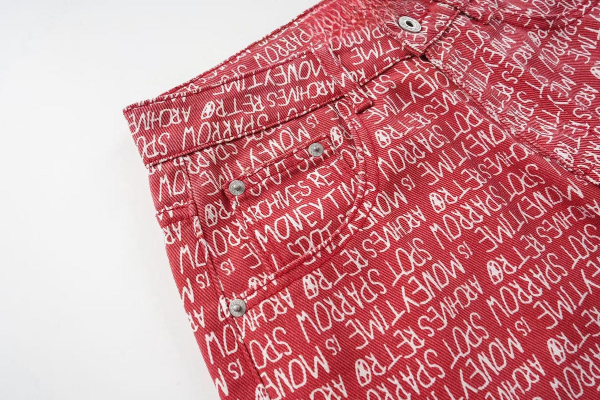 Madxmarx Hose mit Allover-Schriftprint und weitem Bein