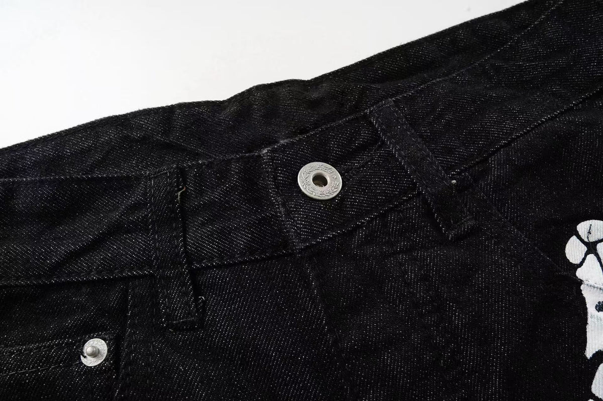 Pantalones vaqueros de pierna ancha con estampado de esqueleto de Madxmarx