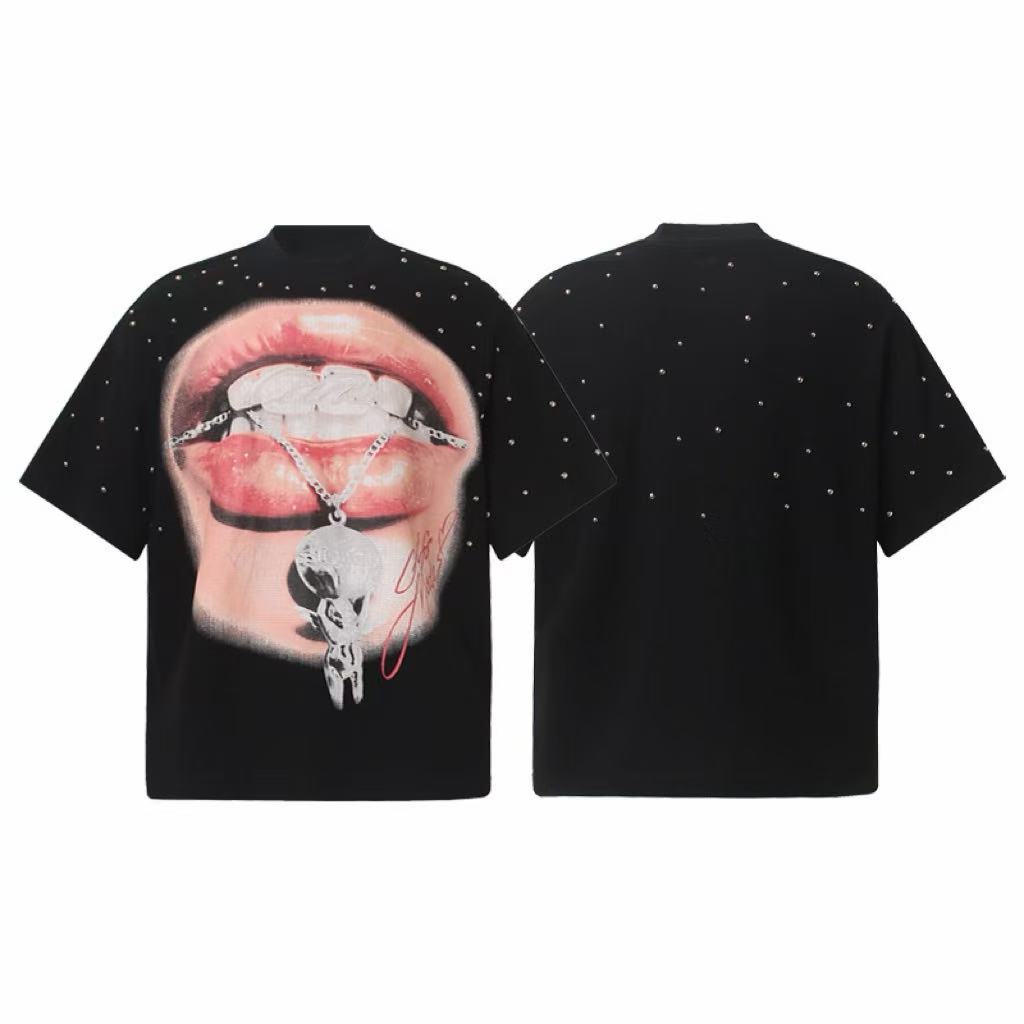 Madxmarx Rhinestone Lip Graphic Tee