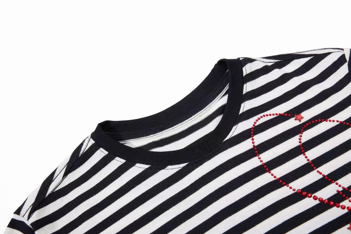 Madxmarx Rhinestone Stripe Tee