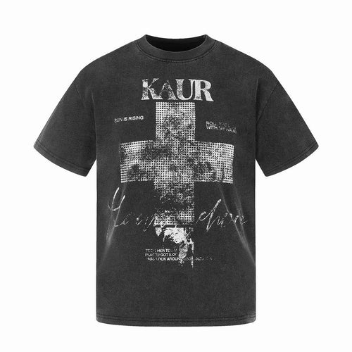 Madxmarx Washed Cross Graphic Tee - M / Black