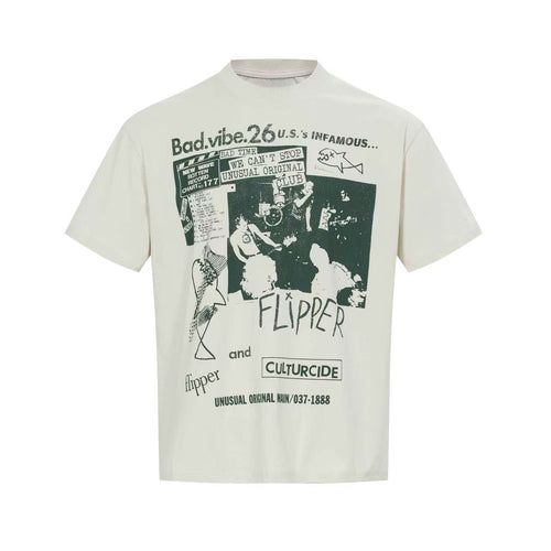 Madxmarx Vintage Punk Graphic Tee - S / Beige