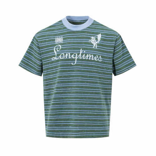 Madxmarx Vintage Striped Ringer Tee - S / Green