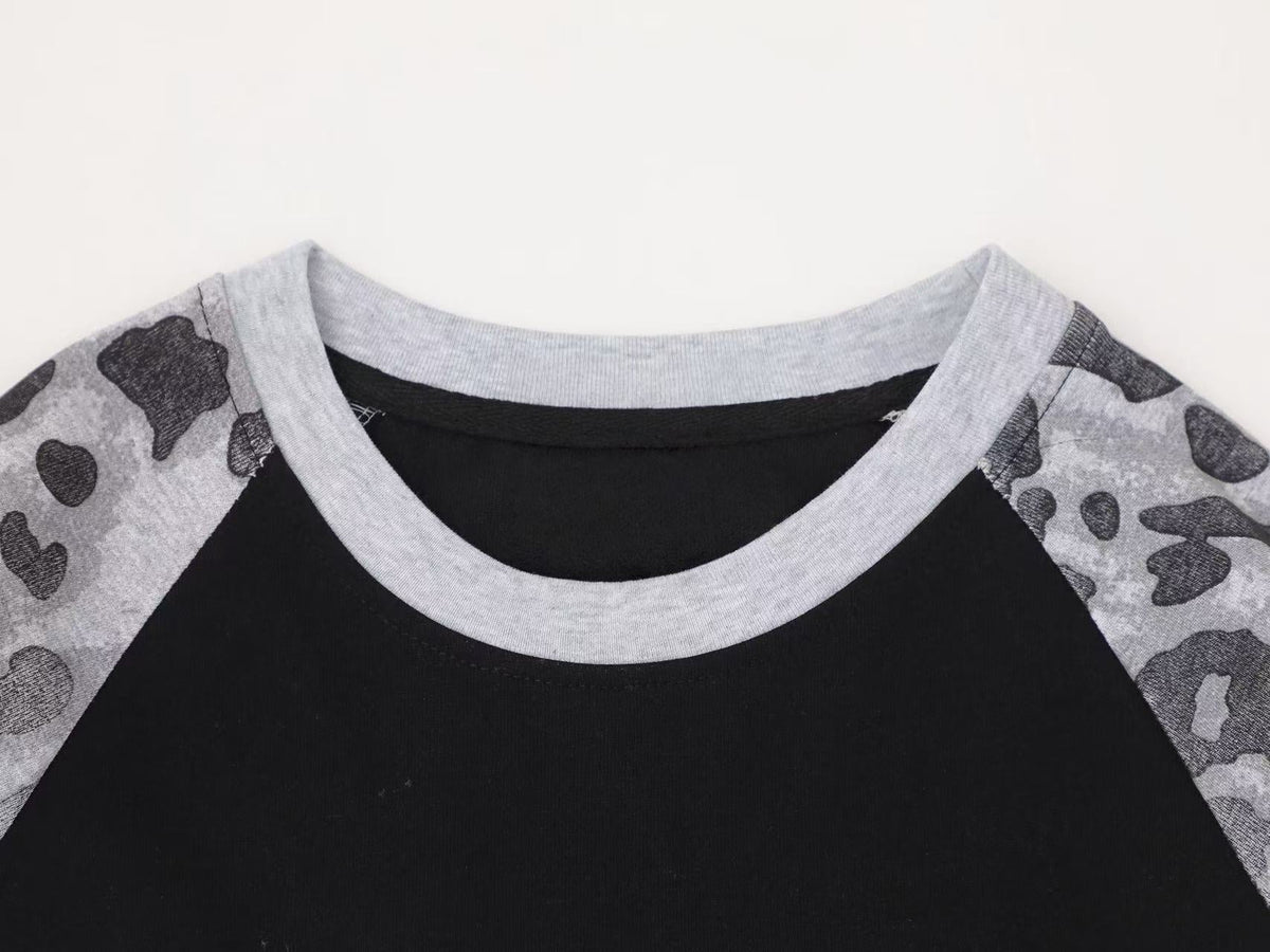 Madxmarx Leopard Raglan Long Sleeve Tee
