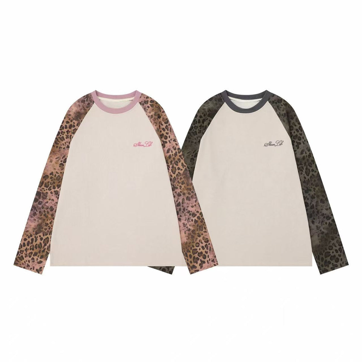 Madxmarx Leopard Raglan Long Sleeve Tee