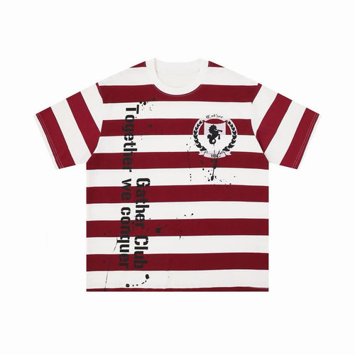 Madxmarx Gestreiftes Grafik-T-Shirt - M / Weiß