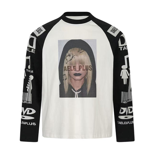 Madxmarx Graphic Raglan Long Sleeve Tee - S / White