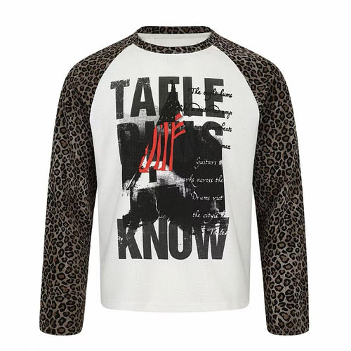 Madxmarx Leopard Raglan Graphic Long Sleeve Tee - S / White