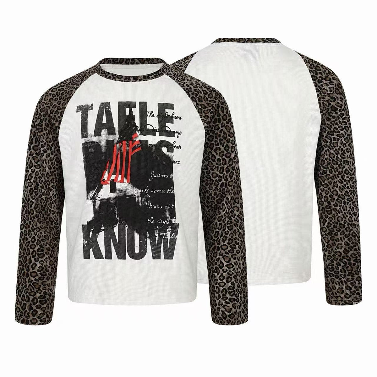 Madxmarx Leopard Raglan Graphic Long Sleeve Tee