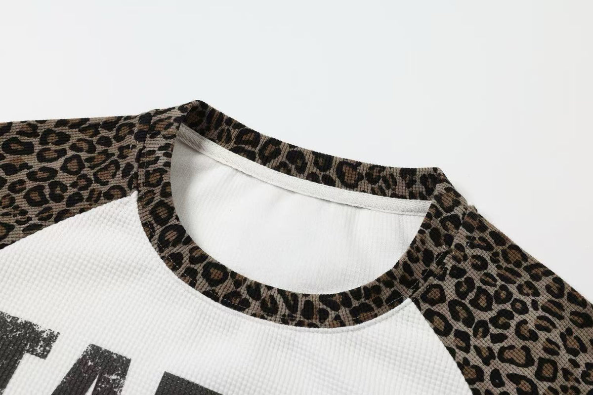 Madxmarx Leopard Raglan Graphic Long Sleeve Tee