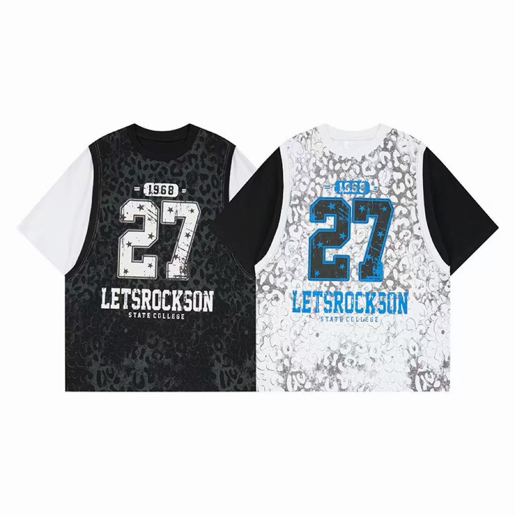 Madxmarx Leopard Mesh Layered Graphic T-Shirt