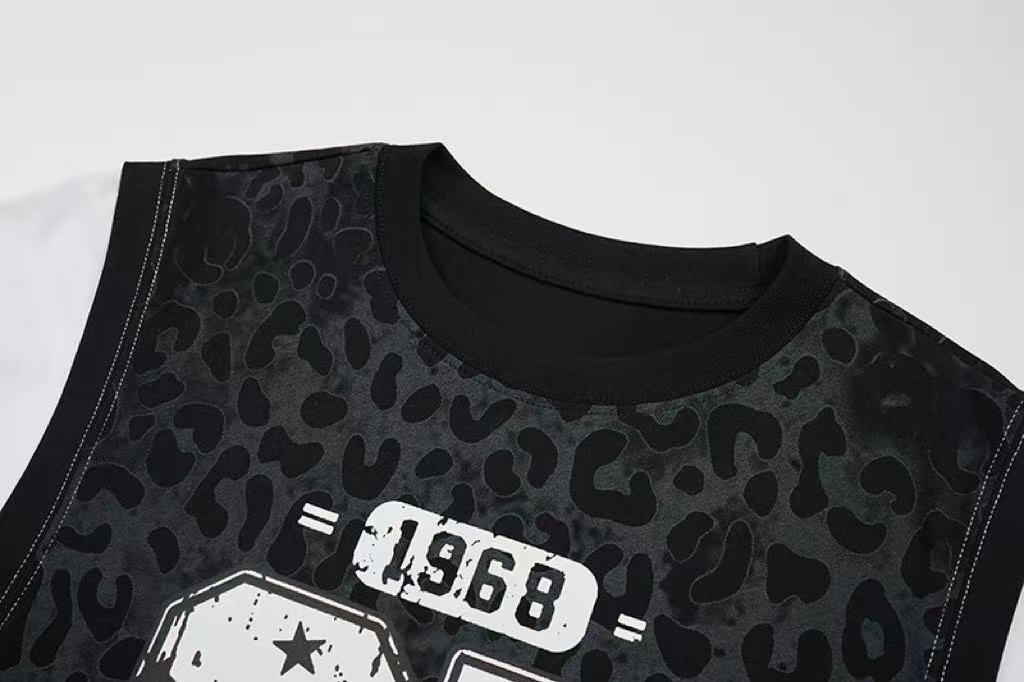 Madxmarx Leopard Mesh Layered Graphic T-Shirt
