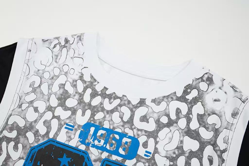 Madxmarx Leopard Mesh Layered Graphic T-Shirt
