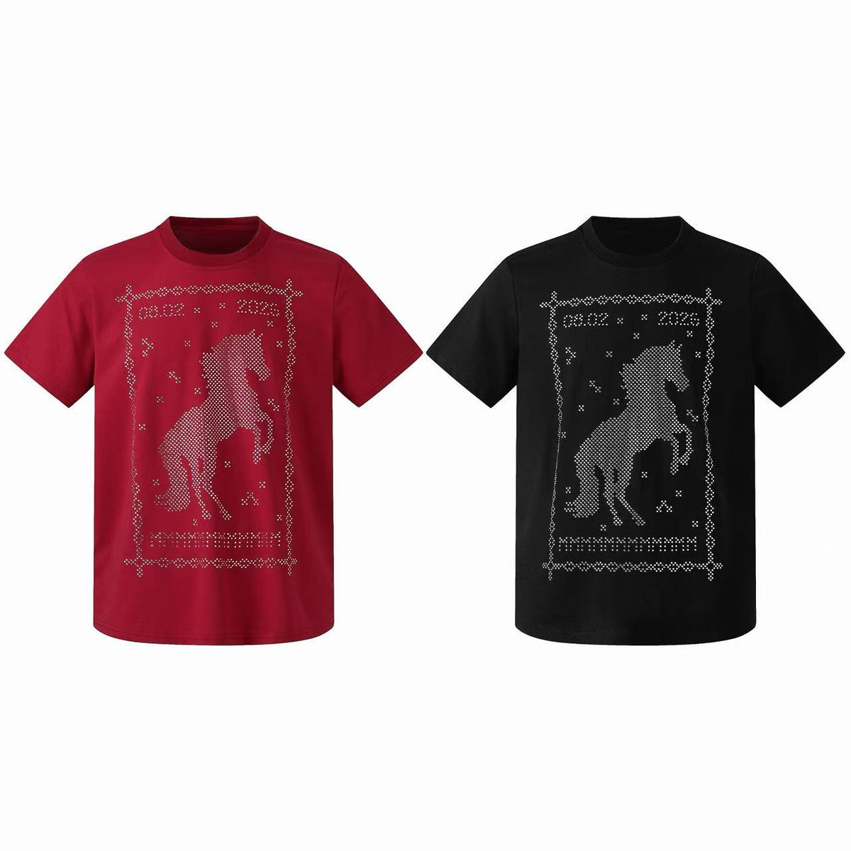 Madxmarx Rhinestone Horse Graphic T-Shirt