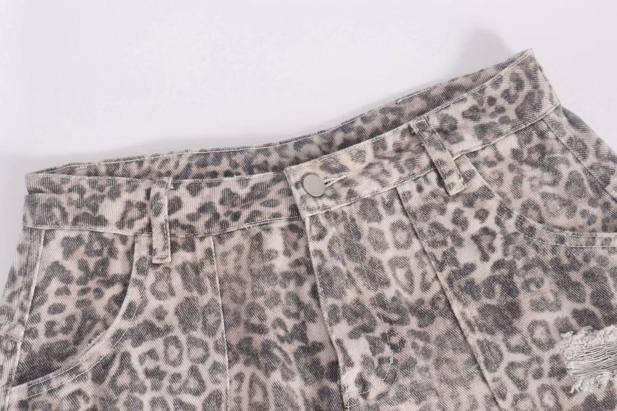 Madxmarx Leopard Cargo Baggy Jeans