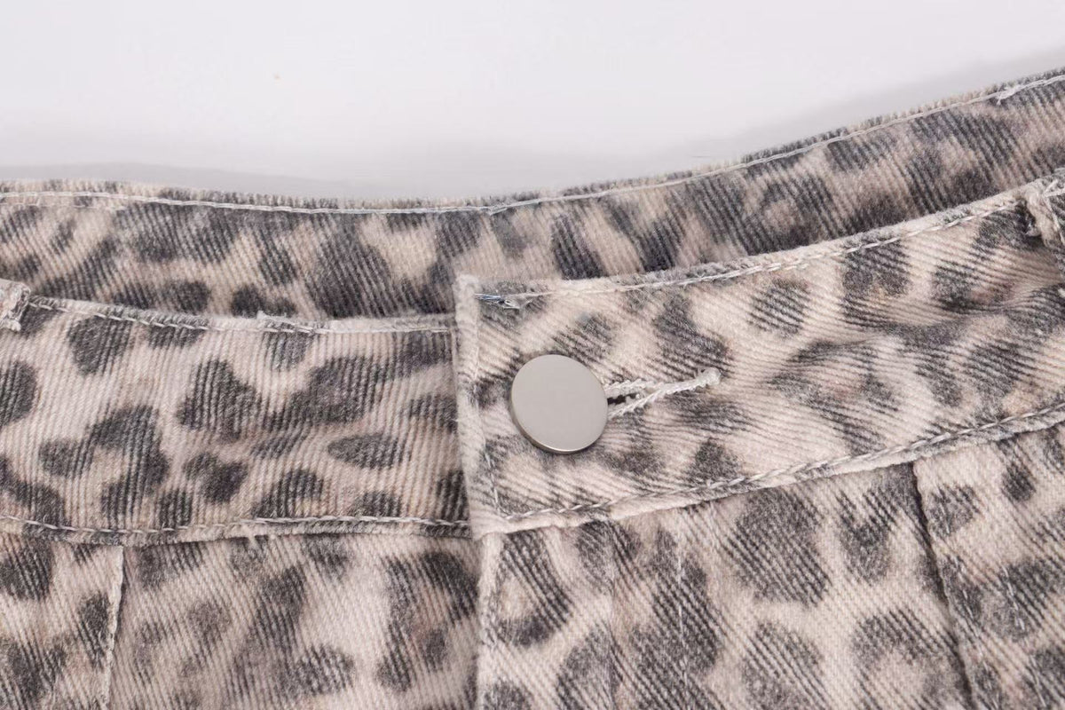 Madxmarx Leopard Cargo Baggy Jeans