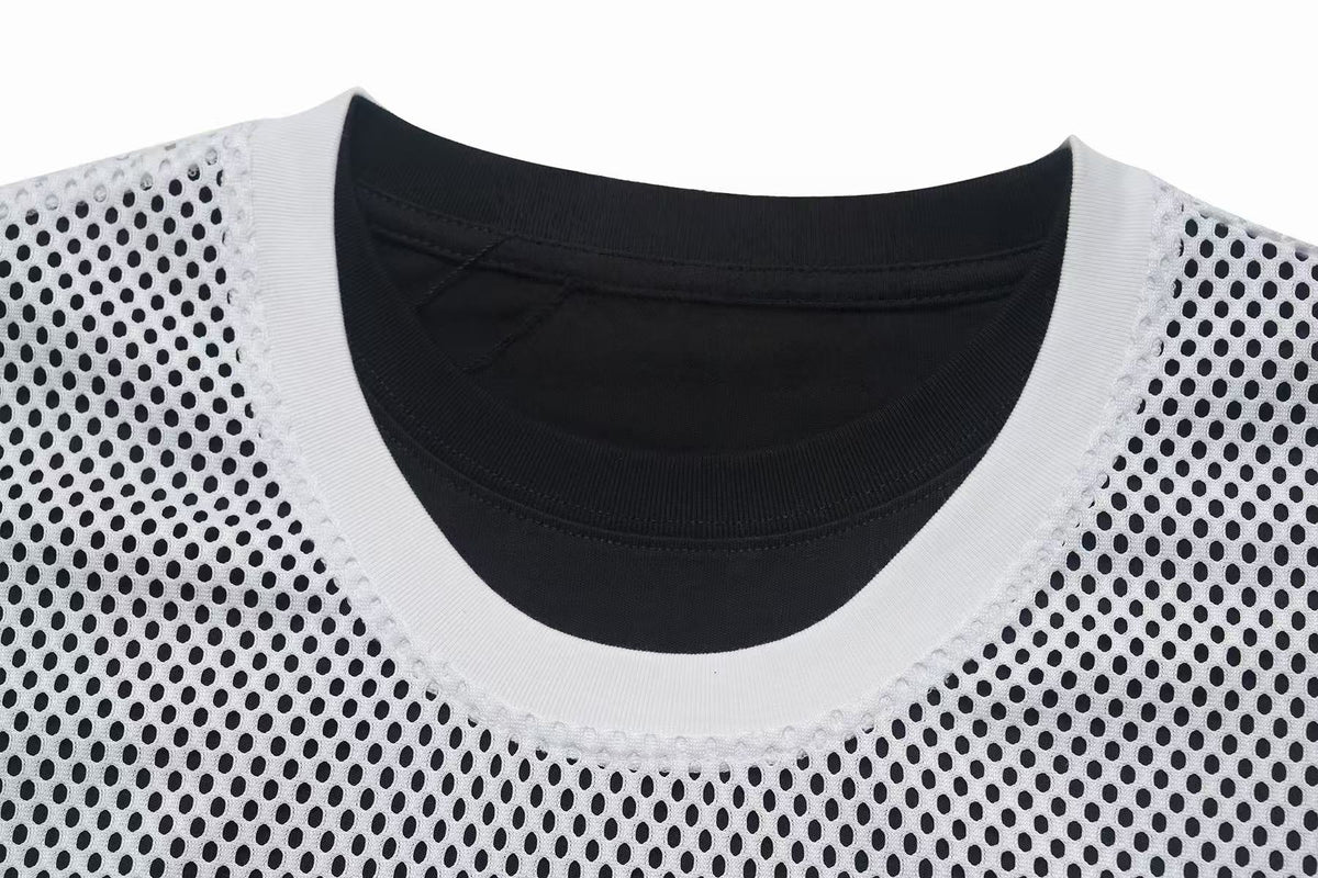 Madxmarx Layered Mesh Graphic Long Sleeve Tee