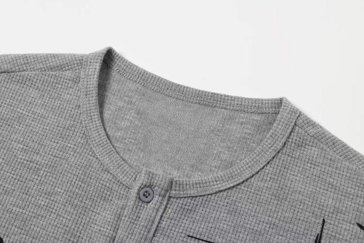 Madxmarx Cross Graphic Waffle Henley Tee