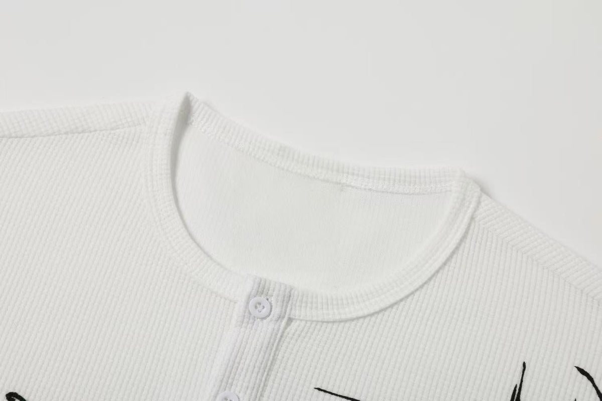 Madxmarx Cross Graphic Waffle Henley Tee
