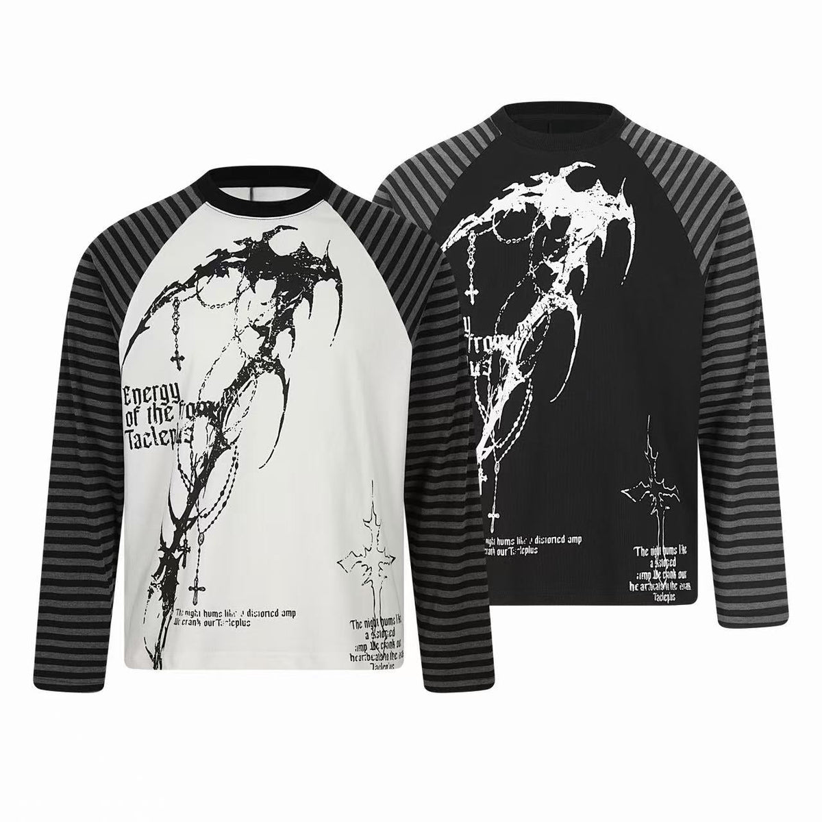 Madxmarx Gothic Stripe Raglan Long Sleeve Tee