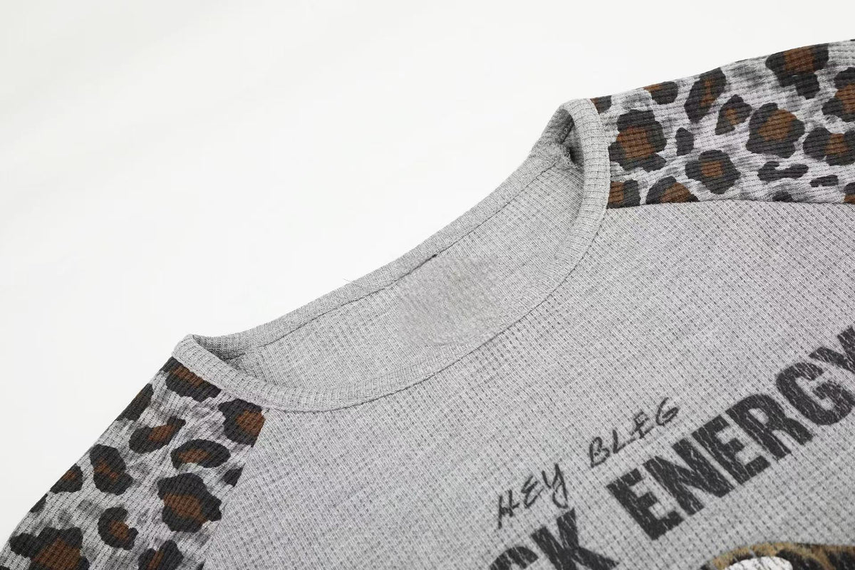 Madxmarx Leopard Raglan Long Sleeve Tee
