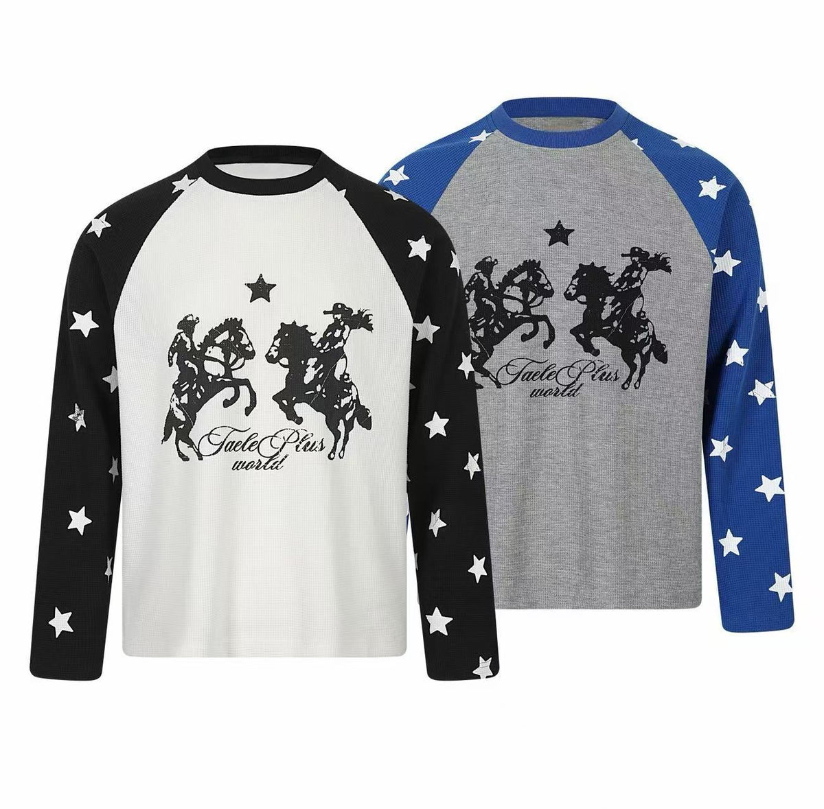 Madxmarx Star Raglan Waffle Long Sleeve Tee