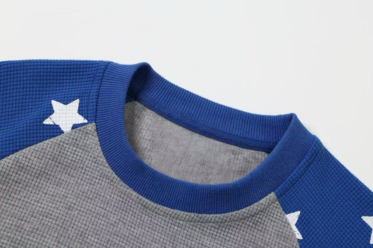 Madxmarx Star Raglan Waffle Long Sleeve Tee