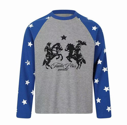 Camiseta de manga larga tipo raglán y tejido waffle Madxmarx Star - S / Gris