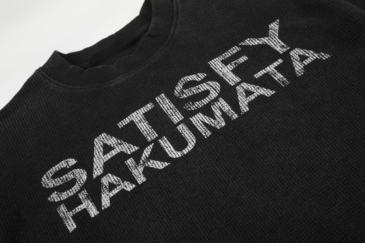 Madxmarx Waffle Knit Graphic Long Sleeve Tee