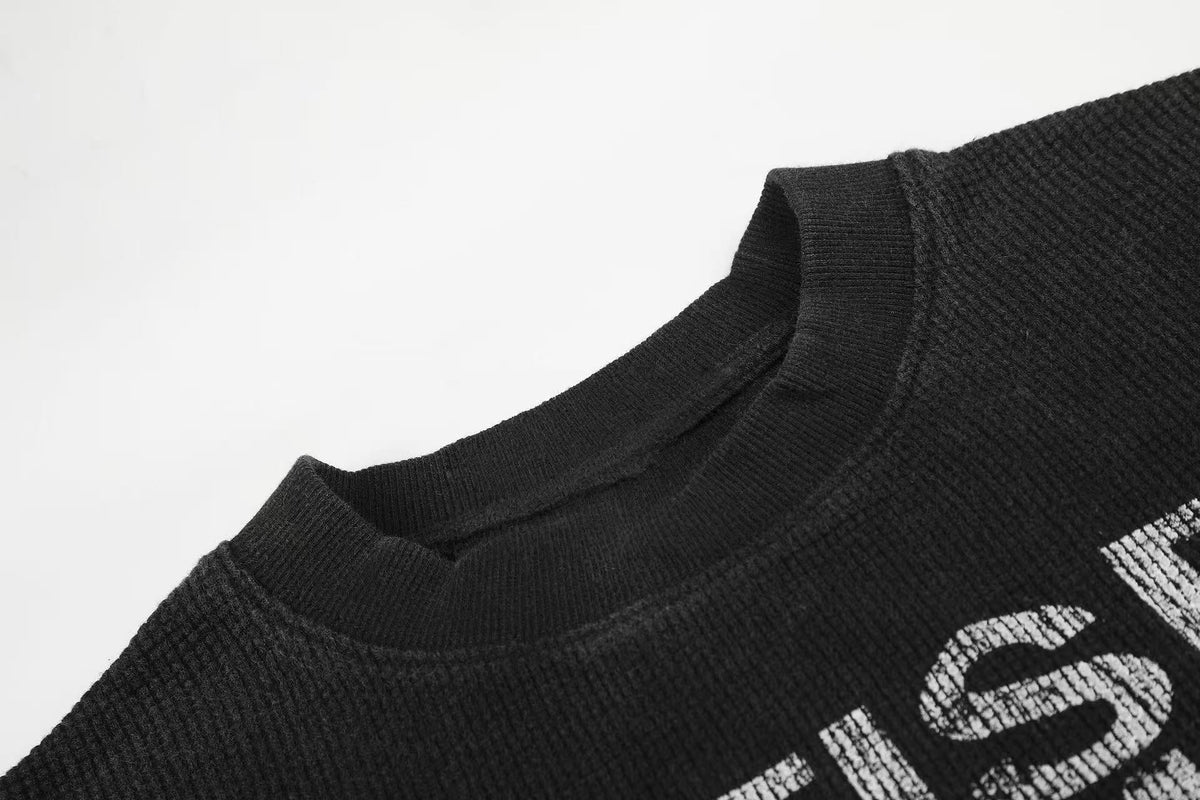 Madxmarx Waffle Knit Graphic Long Sleeve Tee