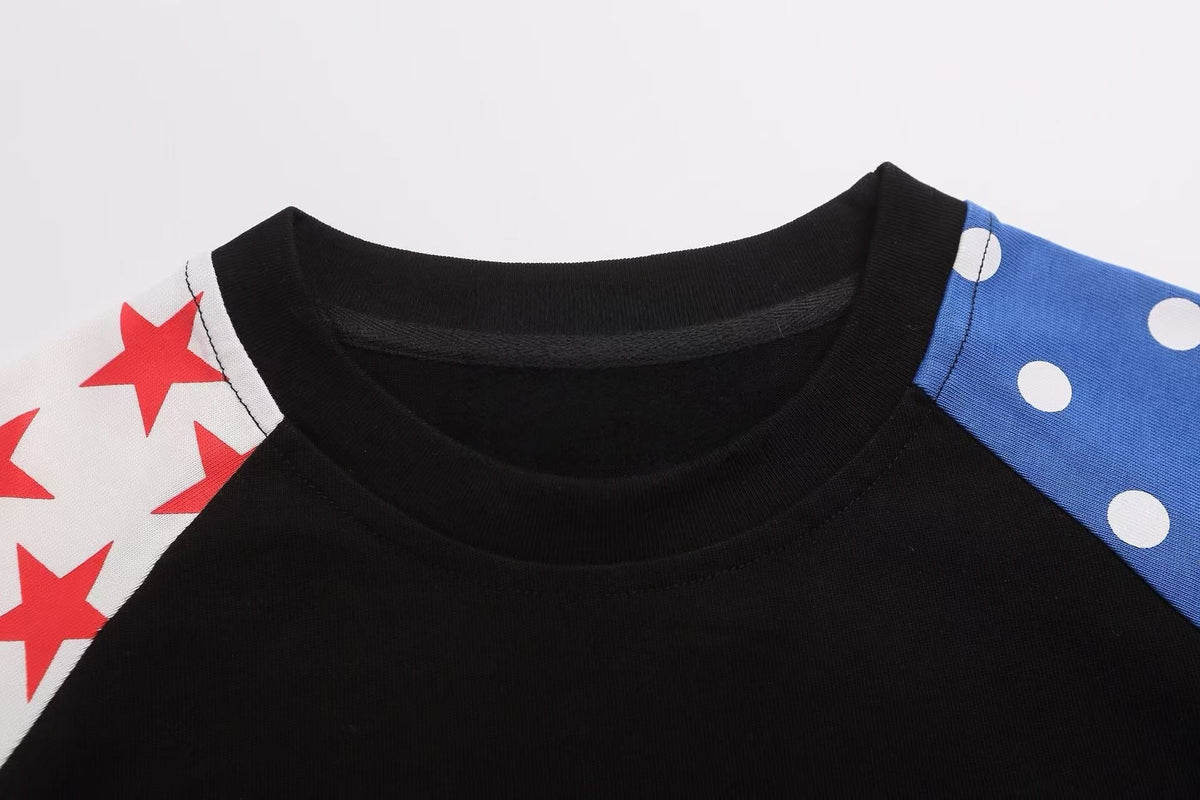 Madxmarx Patchwork Raglan Graphic T-Shirt