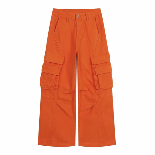 Madxmarx Utility Cargo Wide-Leg Pants - XS / Orange