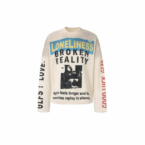 Madxmarx Waffel-Langarmshirt mit Grafik - M / Aprikose