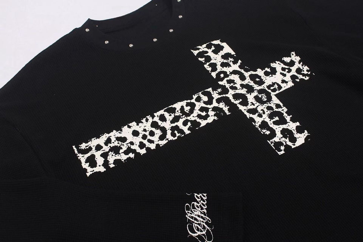 Madxmarx Leopard Cross Waffle Long Sleeve