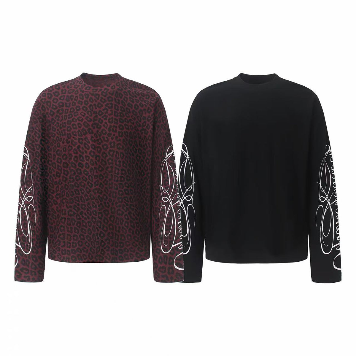 Madxmarx Leopard Print Waffle Long Sleeve