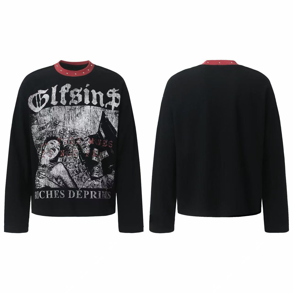 Madxmarx Vintage-Langarmshirt mit Waffelstruktur und Grafikaufdruck