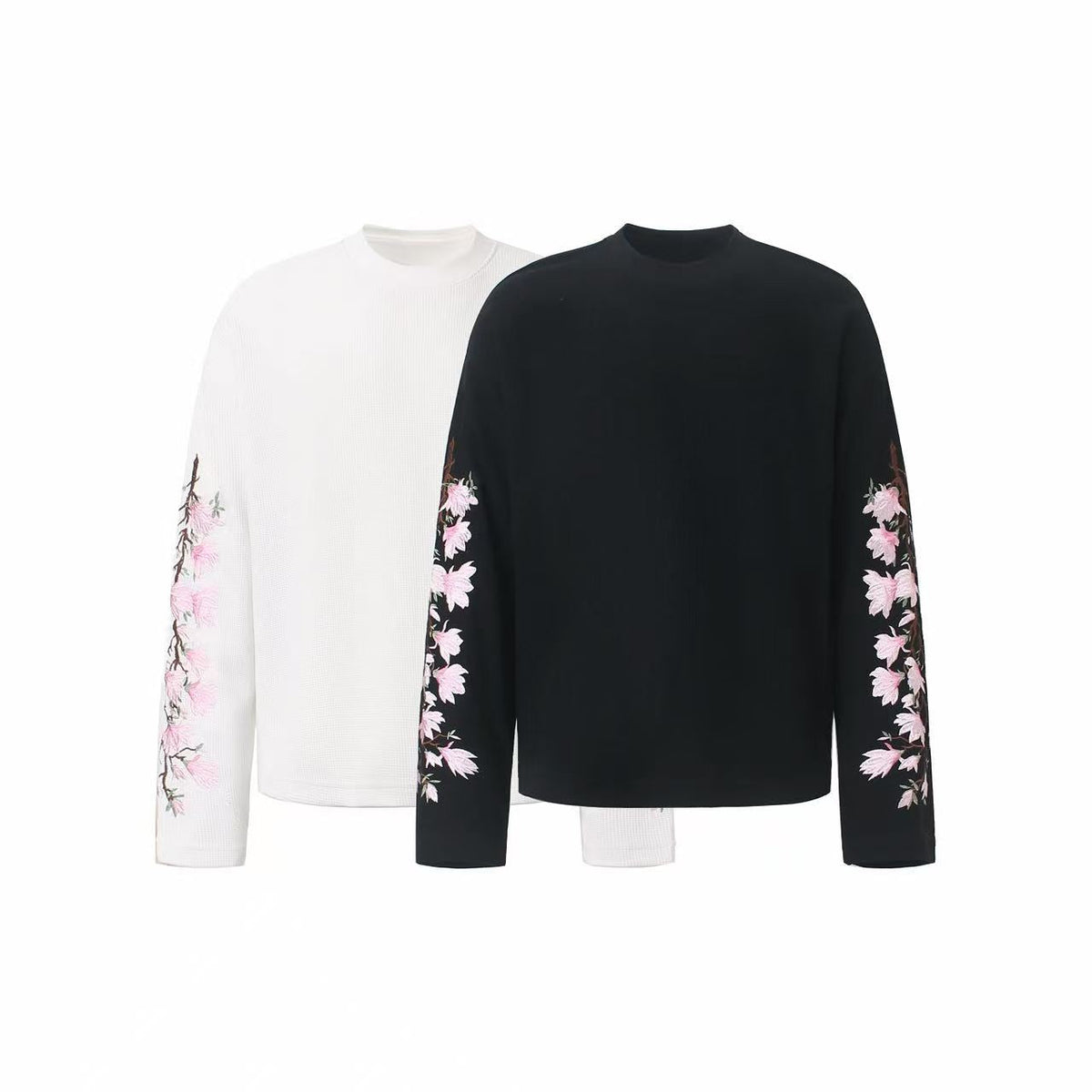 Madxmarx Floral Sleeve Waffle Long Sleeve