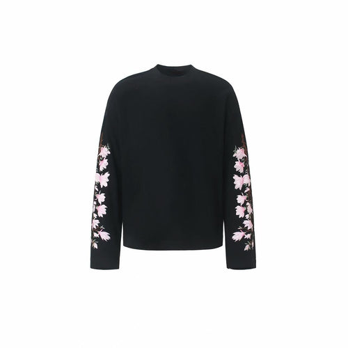 Madxmarx Floral Sleeve Waffle Long Sleeve - M / Black