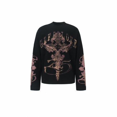 Madxmarx Gothic Cross Waffle Long Sleeve - M / Black