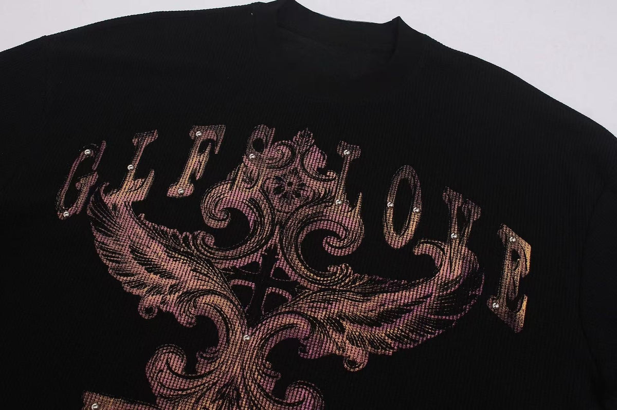 Madxmarx Gothic Cross Waffle Long Sleeve