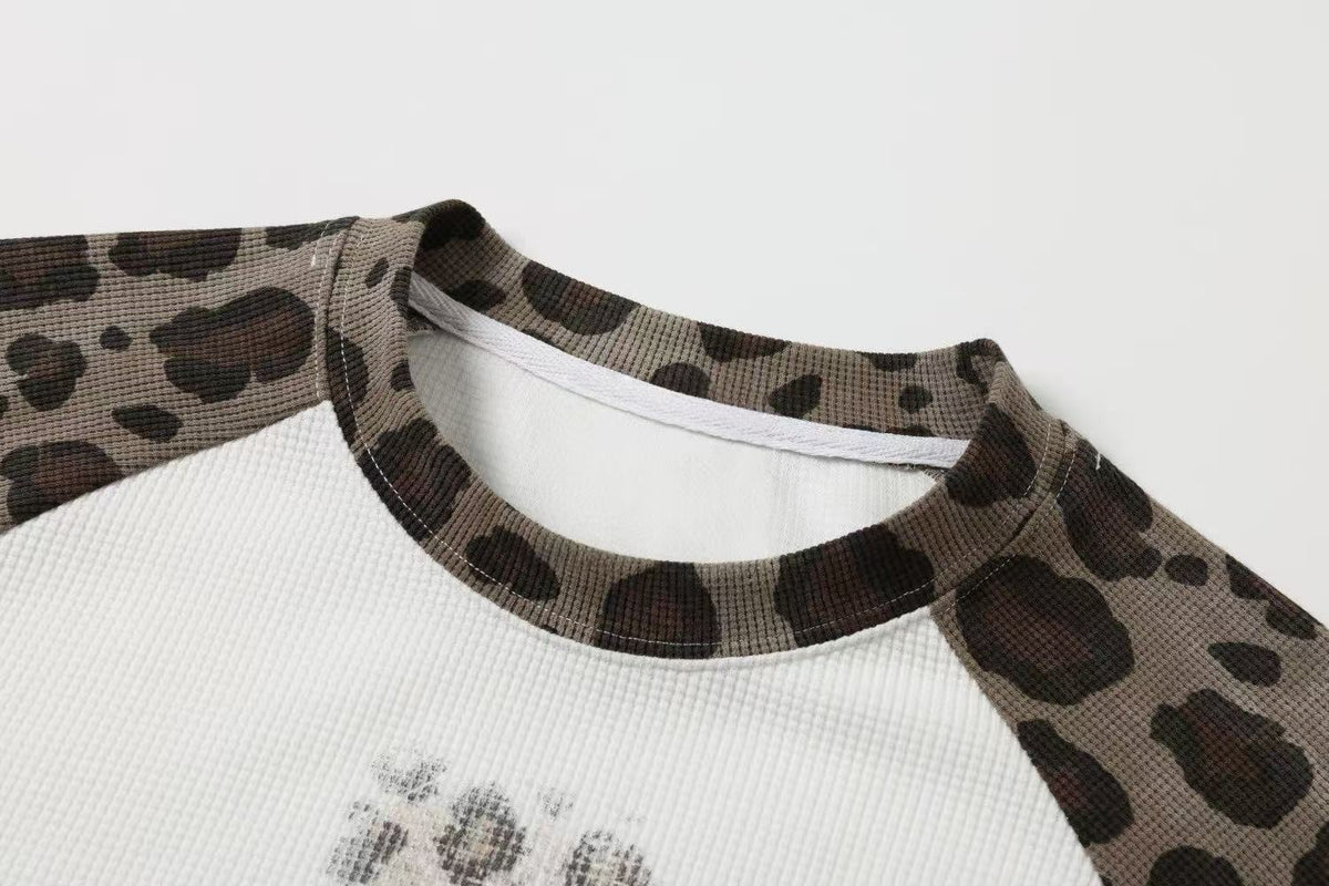 Madxmarx Leopard Raglan Long Sleeve T-Shirt