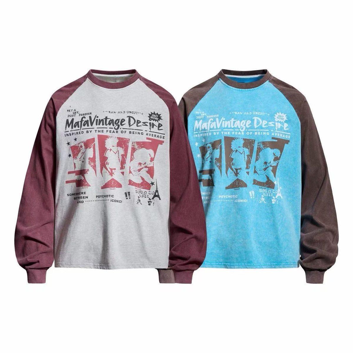 Madxmarx Vintage Raglan Graphic Long Sleeve T-Shirt
