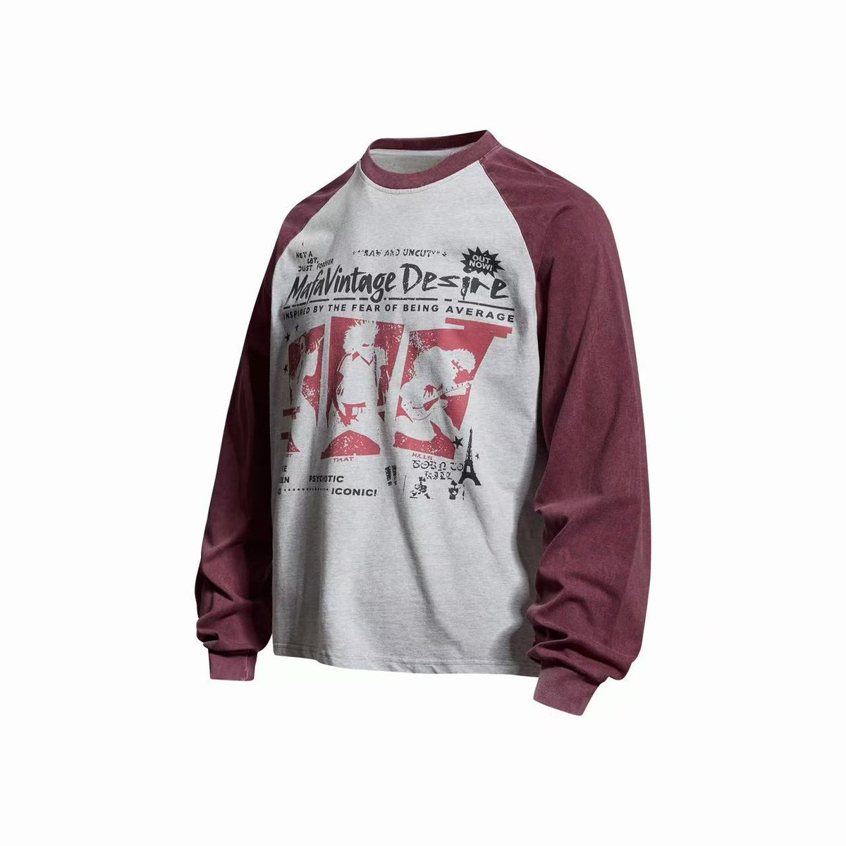 Madxmarx Vintage Raglan Graphic Long Sleeve T-Shirt