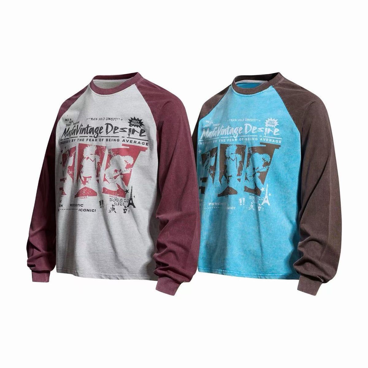 Madxmarx Vintage Raglan Graphic Long Sleeve T-Shirt