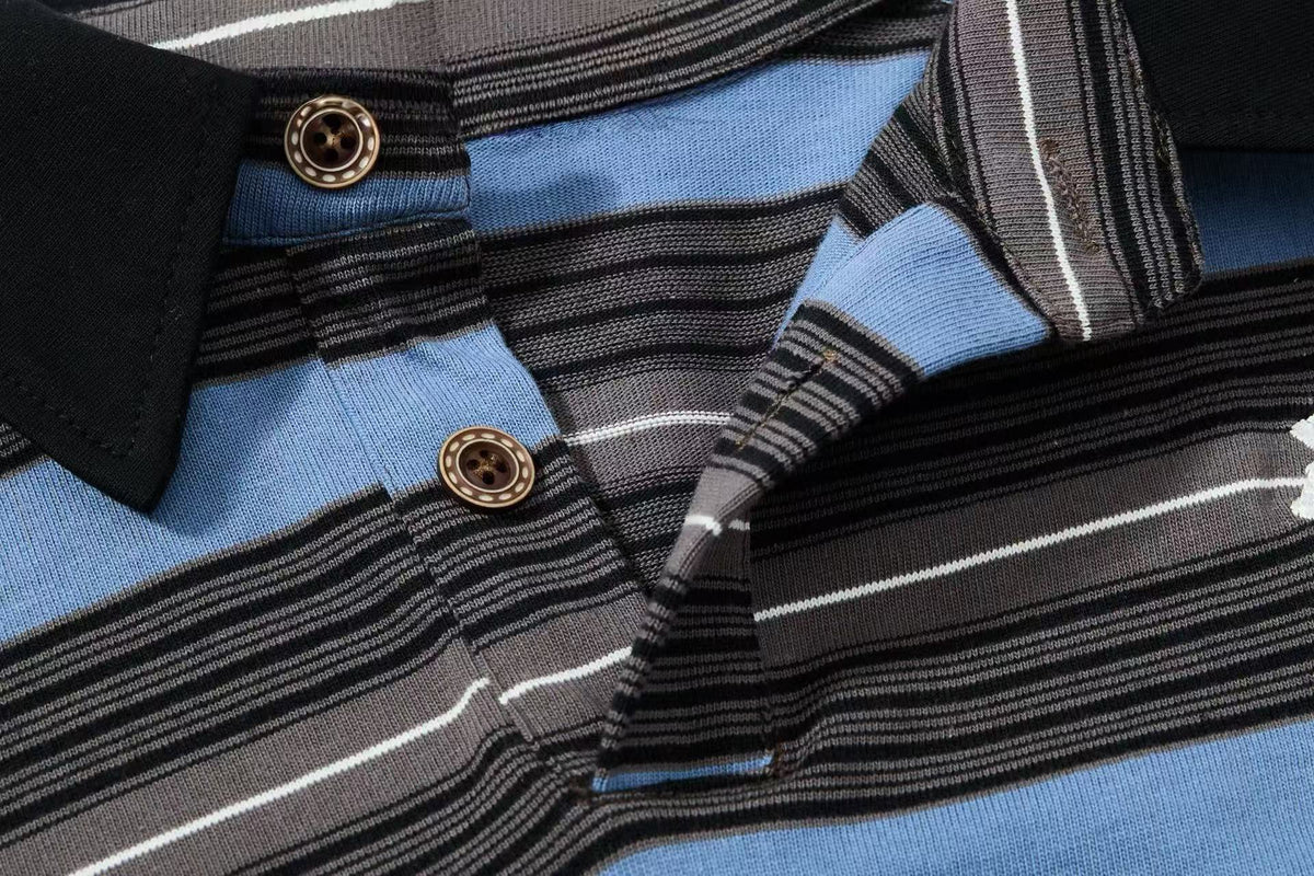 Madxmarx Striped Embroidered Rugby Polo Long Sleeve