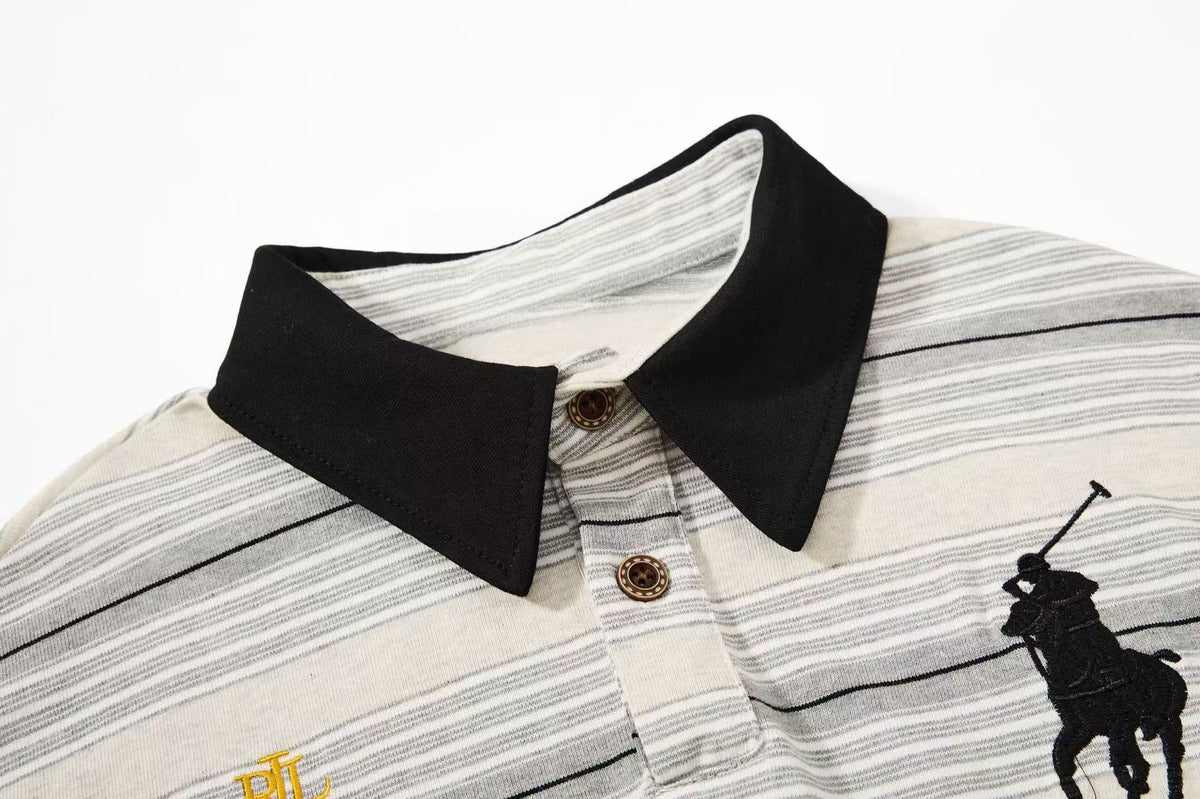 Madxmarx Striped Embroidered Rugby Polo Long Sleeve