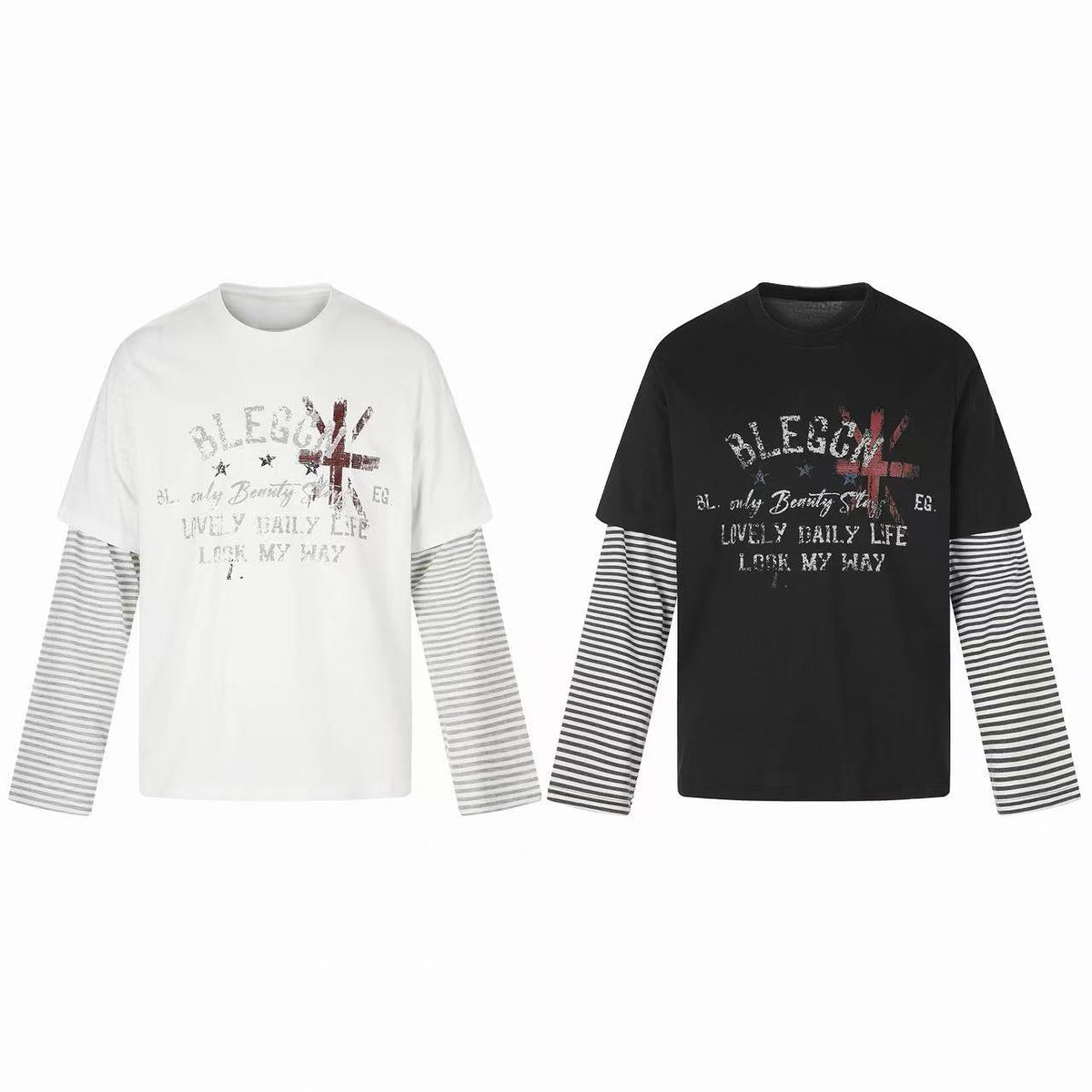 Madxmarx Layered Striped Long Sleeve T-Shirt